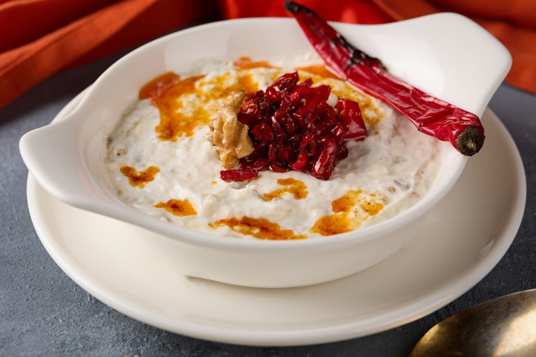Ruvia Restaurant - atom meze, strained yoghurt topped with hot pepper oil and dried chilli