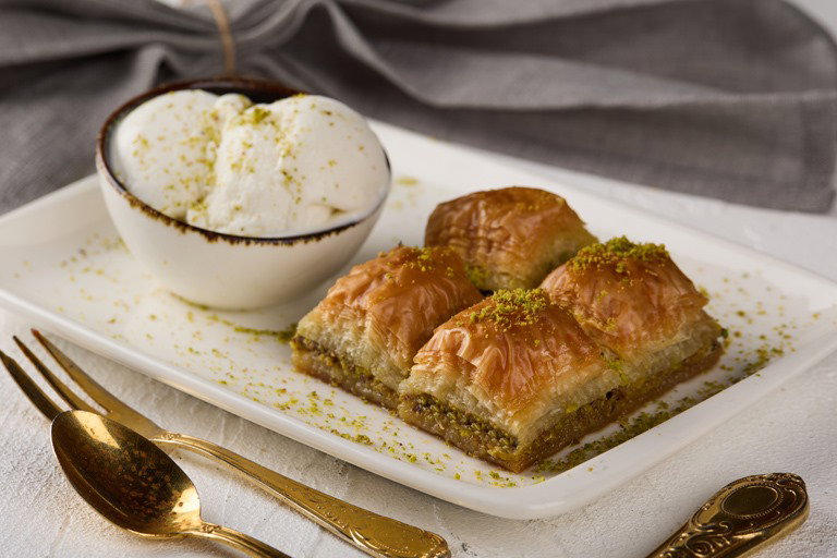 Ruvia Restaurant - pistachio baklava, a classic pairing with Turkish coffee